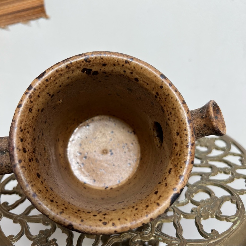 Vintage Speckled Stoneware Watering Pitcher - Picture 9 of 11